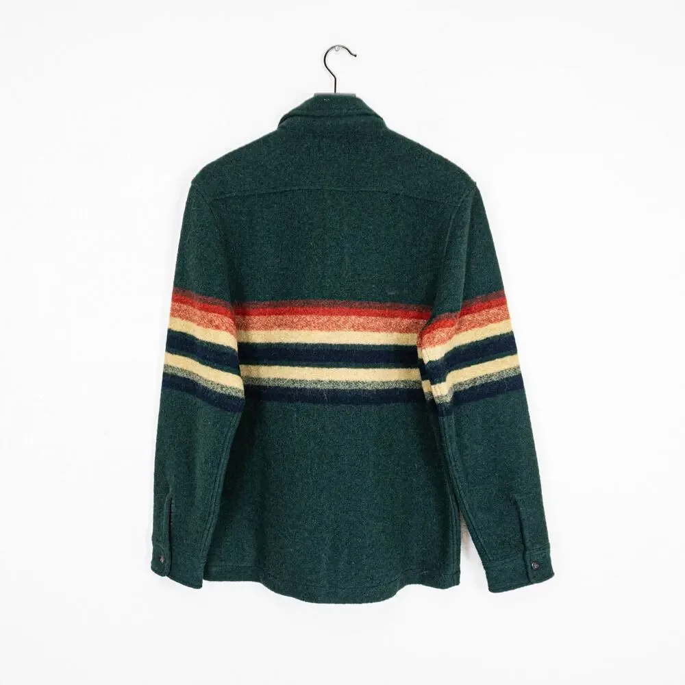 NWT J.Crew Nordic Wool Southwestern Aztec Blanket Shirt Jacket in Green